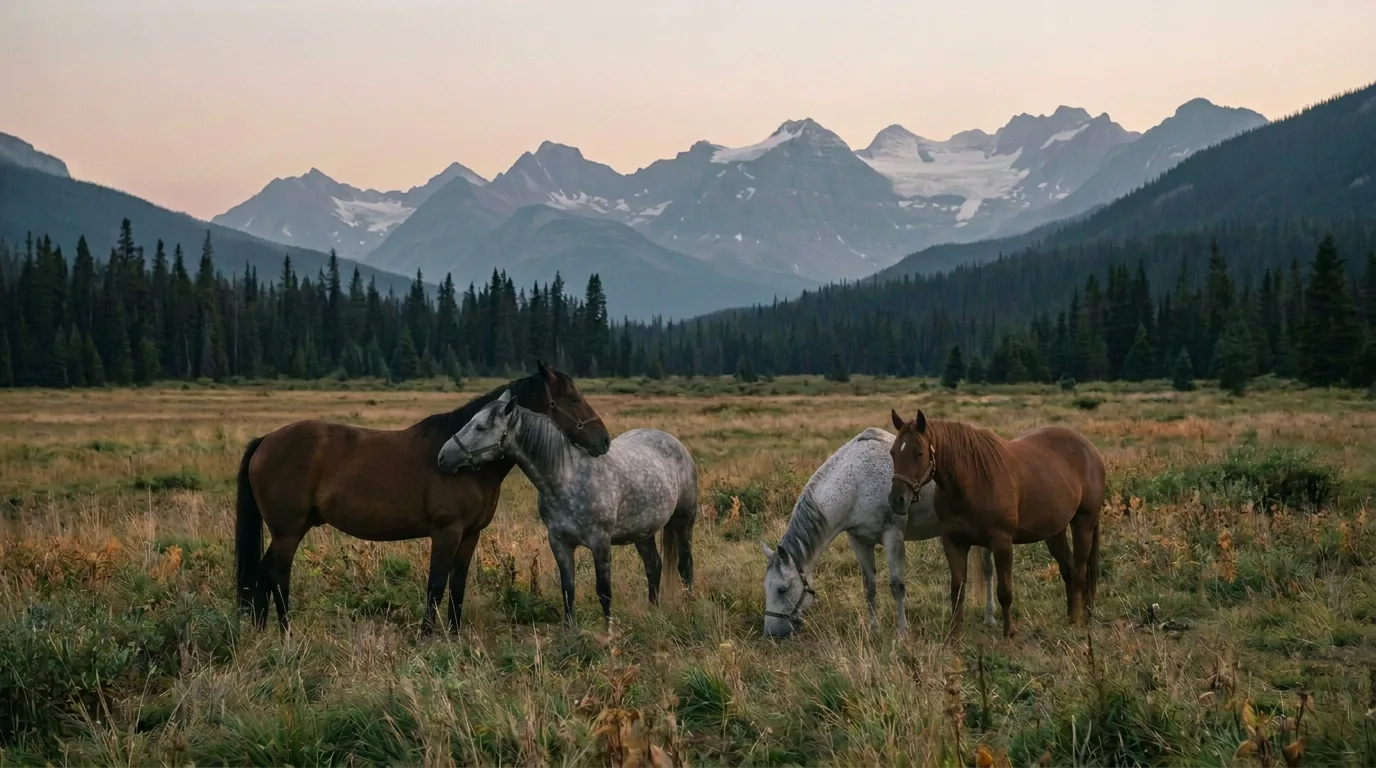 Chevaux en liberté, Centre équestre des Millières, Savoie
